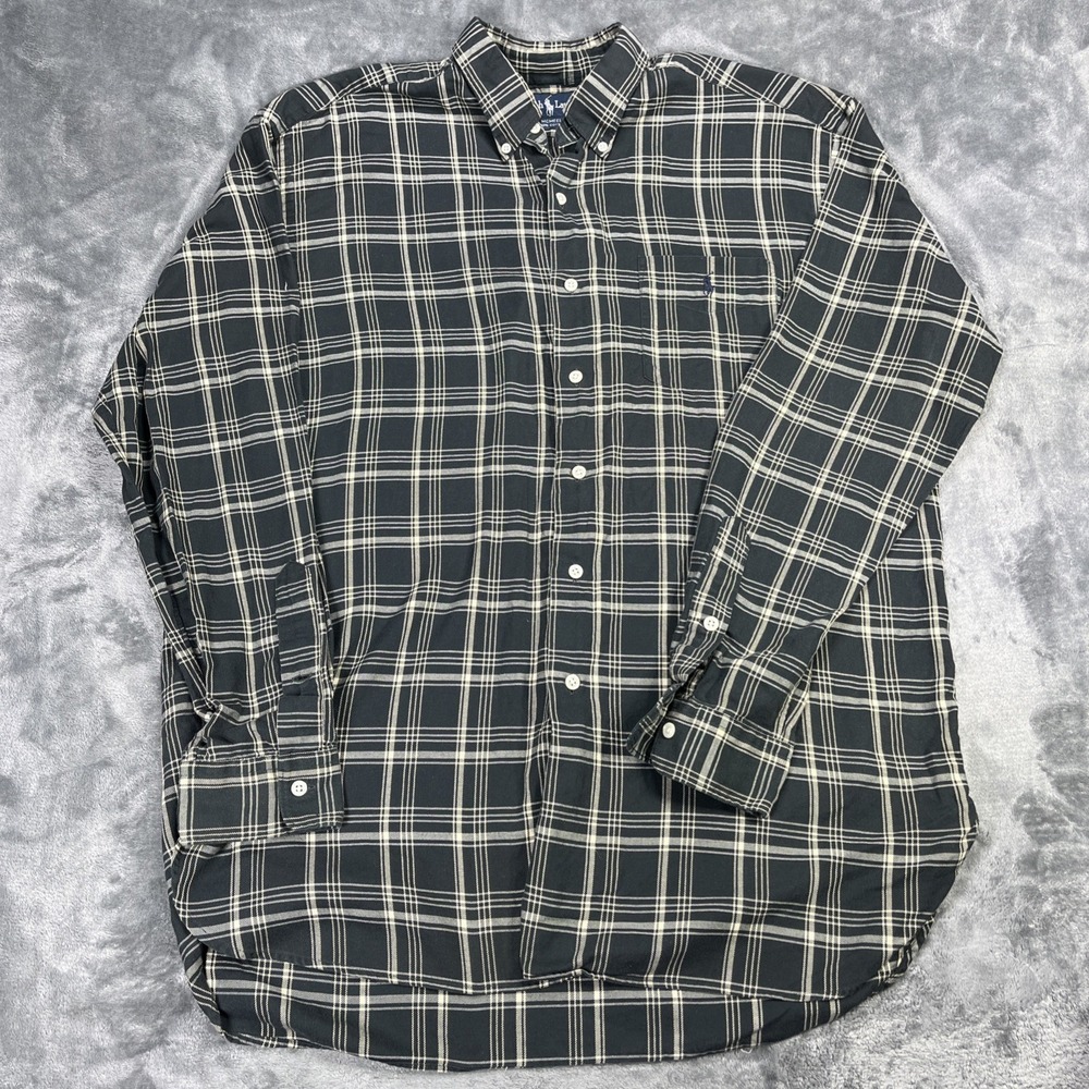 Vintage Polo Ralph Lauren Shirt Mens Large Green Plaid Brushed Flannel McMeel